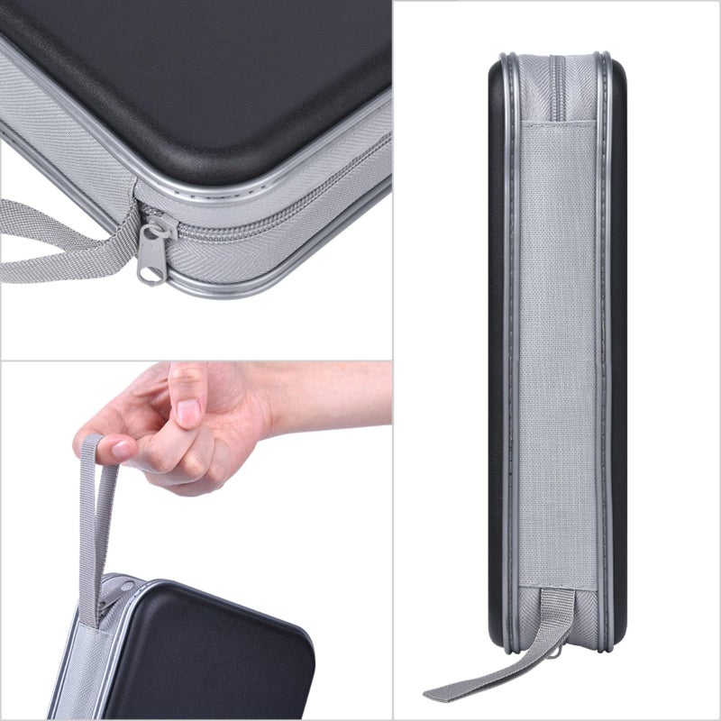 alavisxf xx CD Case, 96 Capacity Hard Plastic CD Holder Protective DVD Disc Storage Case Holder Portable Zipper CD DVD Organizer Storage Wallet for Car Home Travel (96 Capacity, Black) - Image 2